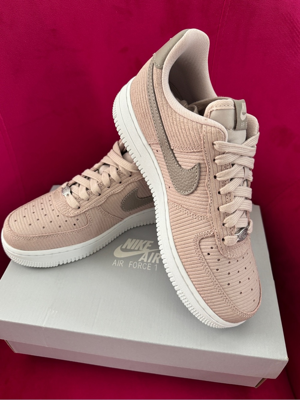 Custom Nike Air Force 1 Blush Pink / Taupe Swoosh Size 7 NIB
